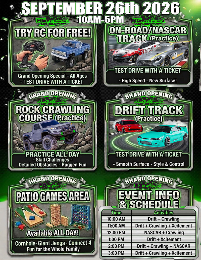 RC Excitement Event Center Grand Opening – September 26th, 2026