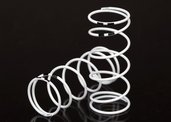 Traxxas 1/10 long GTR shock springs with white powder-coated finish and 0.767 rate black stripe