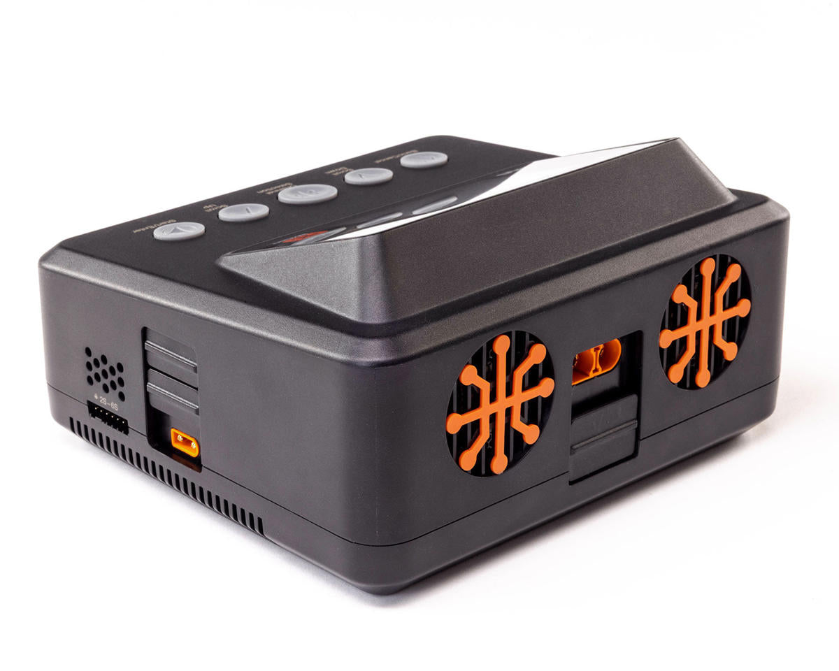 Spektrum S450 G2 charger rear view showing dual cooling fans